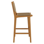 Modway Rowe Outdoor Patio Teak Wood Bar Chairs Set of 2