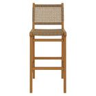 Modway Rowe Outdoor Patio Teak Wood Bar Chairs Set of 2