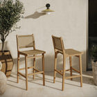 Modway Rowe Outdoor Patio Teak Wood Bar Chairs Set of 2