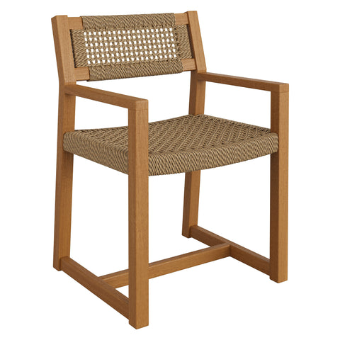 Modway Reed Outdoor Patio Teak Wood Rattan Dining Chair