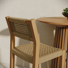 Modway Reed 44 Inch Outdoor Patio Outdoor Teak Wood Rattan Bar Stool