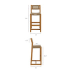 Modway Reed 44 Inch Outdoor Patio Outdoor Teak Wood Rattan Bar Stool