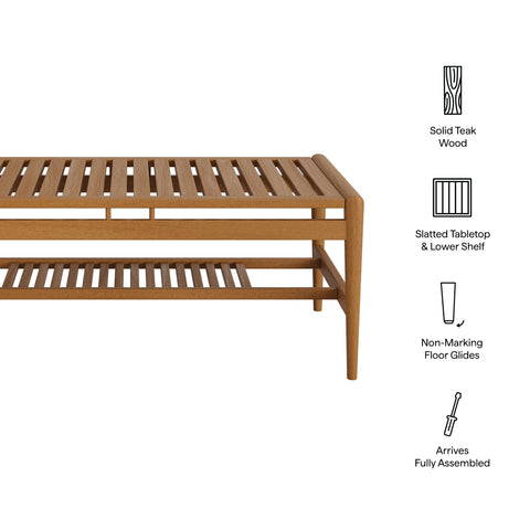 Modway Hayden 46 Inch Outdoor Patio Teak Wood Coffee Table