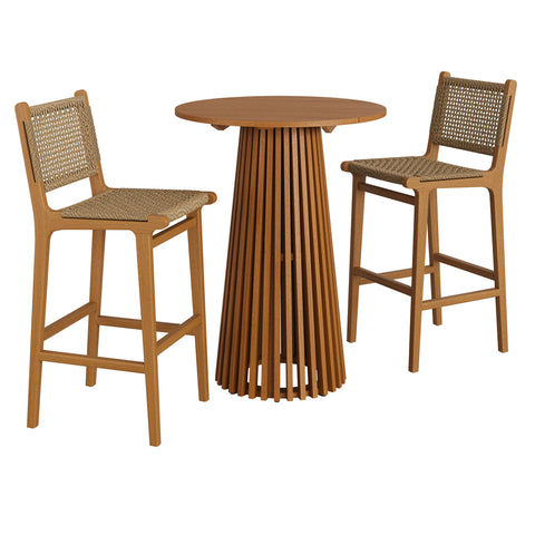 Modway Rowe 3-Piece Outdoor Patio Teak Wood Bar Set