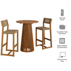 Modway Reed 3-Piece Outdoor Patio Teak Wood Bar Set