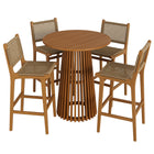 Modway Rowe 5-Piece Outdoor Patio Teak Wood Bar Set