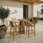 Modway Rowe 5-Piece Outdoor Patio Teak Wood Bar Set