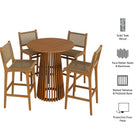Modway Rowe 5-Piece Outdoor Patio Teak Wood Bar Set