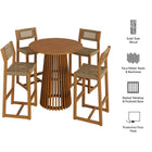 Modway Reed 5-Piece Outdoor Patio Teak Wood Bar Set