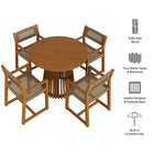 Modway Reed 5-Piece Outdoor Patio Teak Wood Dining Set - 39"