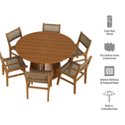 Modway Rowe 7-Piece Outdoor Patio Teak Wood Dining Set