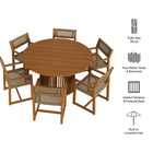 Modway Reed 7-Piece Outdoor Patio Teak Wood Dining Set