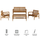 Modway Hayden 4-Piece Outdoor Patio Teak Wood Furniture Set