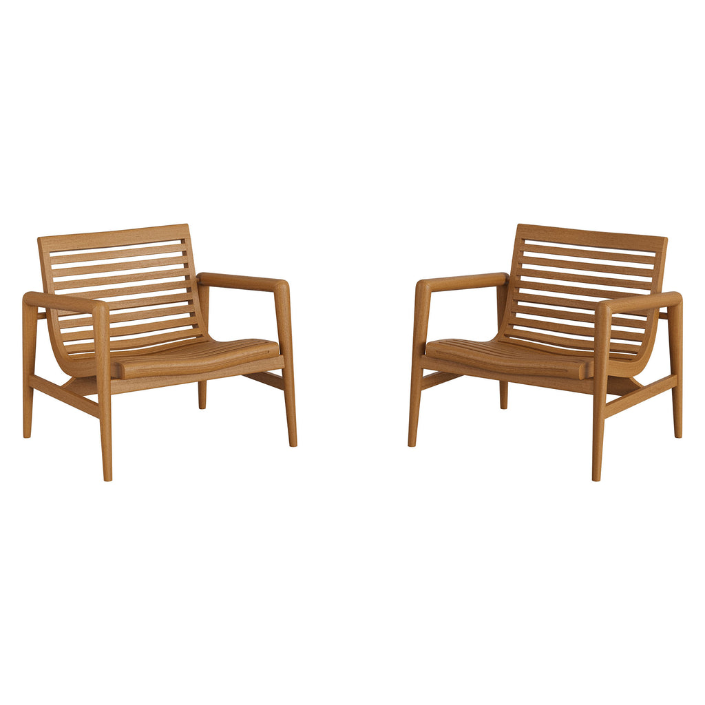 Modway Hayden Outdoor Patio Teak Wood Armchairs Set of 2