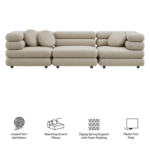 Modway Jubilee 3-Piece Upholstered 3-Piece Modular Sofa Set