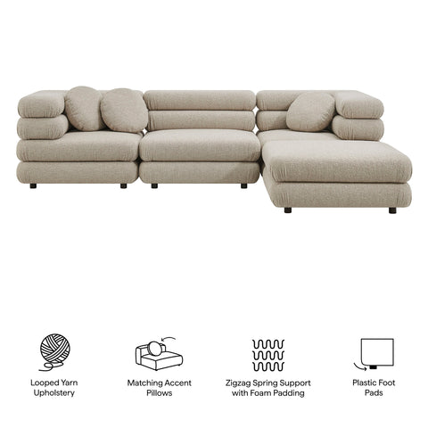 Modway Jubilee 4-Piece Upholstered Modular Sofa Set