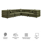 Modway Jubilee 5-Piece Upholstered Modular L-Shaped Sofa Set