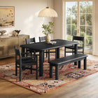 Modway Alvia 6-Piece Oak Wood Dining Table and Seating Set