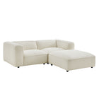 Modway Auren 3 Piece Lattice Bouclé Upholstered Modular Loveseat with Ottoman