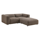 Modway Auren 3 Piece Lattice Bouclé Upholstered Modular Loveseat with Ottoman