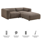 Modway Auren 3 Piece Lattice Bouclé Upholstered Modular Loveseat with Ottoman