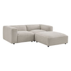 Modway Auren 3 Piece Lattice Bouclé Upholstered Modular Loveseat with Ottoman