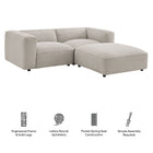 Modway Auren 3 Piece Lattice Bouclé Upholstered Modular Loveseat with Ottoman