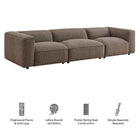 Modway Auren 3 Piece Lattice Bouclé Upholstered Modular Sofa