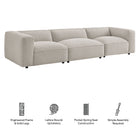 Modway Auren 3 Piece Lattice Bouclé Upholstered Modular Sofa