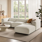 Modway Auren 4 Piece Lattice Bouclé Upholstered Modular Sofa with Ottoman
