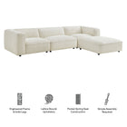 Modway Auren 4 Piece Lattice Bouclé Upholstered Modular Sofa with Ottoman