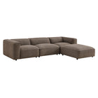 Modway Auren 4 Piece Lattice Bouclé Upholstered Modular Sofa with Ottoman
