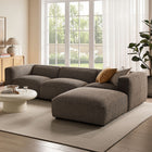 Modway Auren 4 Piece Lattice Bouclé Upholstered Modular Sofa with Ottoman
