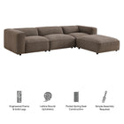 Modway Auren 4 Piece Lattice Bouclé Upholstered Modular Sofa with Ottoman
