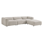 Modway Auren 4 Piece Lattice Bouclé Upholstered Modular Sofa with Ottoman