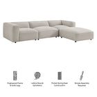 Modway Auren 4 Piece Lattice Bouclé Upholstered Modular Sofa with Ottoman