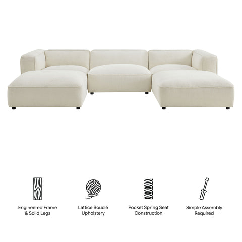 Modway Auren 5 Piece Lattice Bouclé Upholstered Modular Sectional - EEI-7722