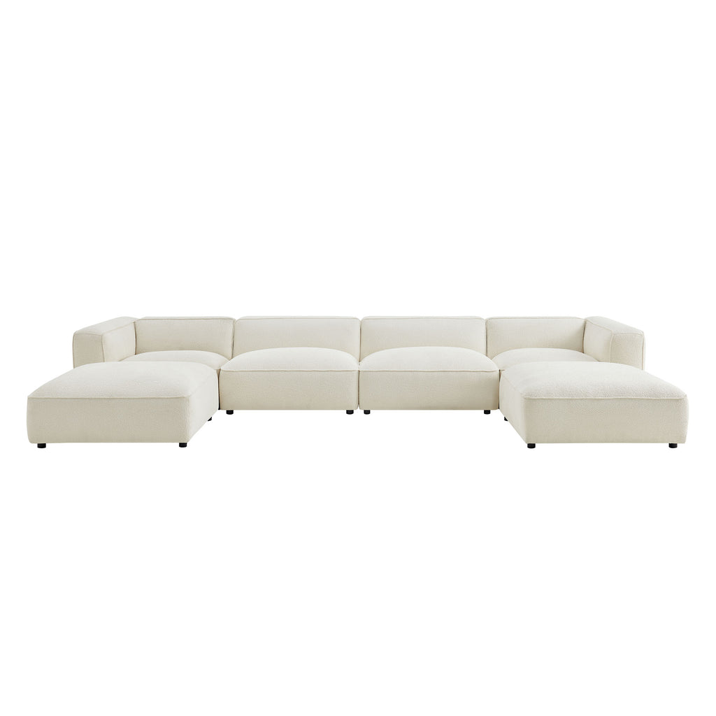 Modway Auren 6 Piece Lattice Bouclé Upholstered Modular Sectional
