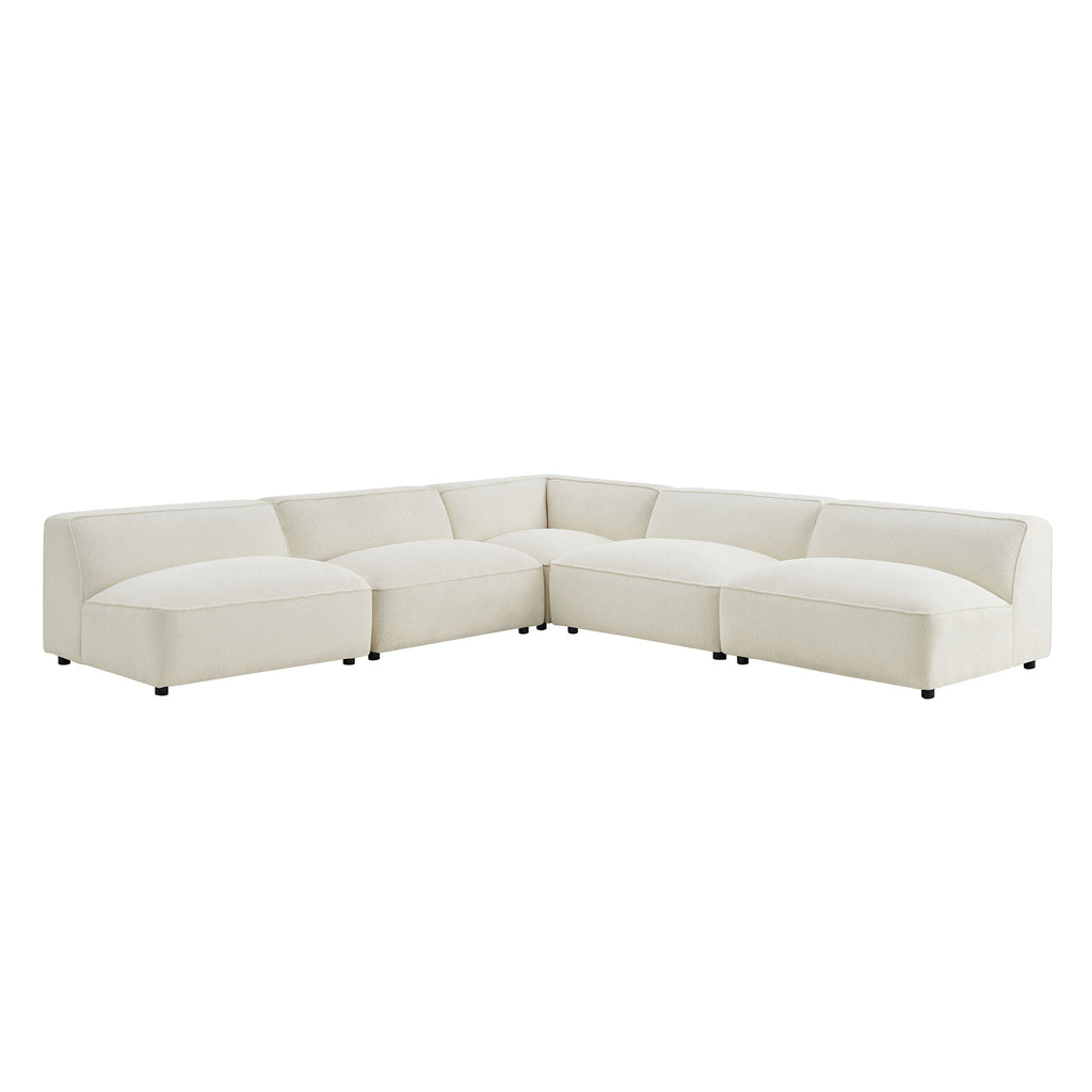 Modway Auren 5 Piece Lattice Bouclé Upholstered Modular Corner Sectional - EEI-7724