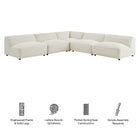 Modway Auren 5 Piece Lattice Bouclé Upholstered Modular Corner Sectional - EEI-7724
