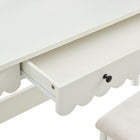 Modway Emmeline Scalloped Makeup Vanity Desk With LED Mirror and Stool