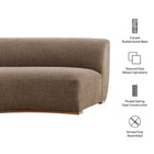 Modway Rialta Curved Armless Slub Weave Fabric Sectional Loveseat