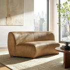 Modway Rialta Curved Armless Vegan Leather Sectional Loveseat