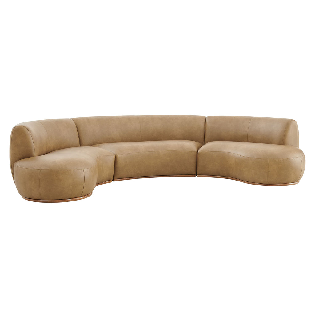 Modway Rialta 3 Piece Curved Vegan Leather Sectional Sofa