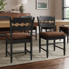 Modway Jax Oak Wood Dining Chair With Wavy Razor Back and Cushion Set of 2
