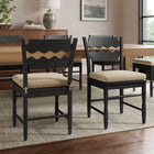 Modway Jax Oak Wood Dining Chair With Wavy Razor Back and Cushion Set of 2