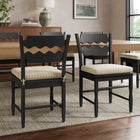 Modway Jax Oak Wood Dining Chair With Wavy Razor Back and Cushion Set of 2