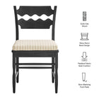 Modway Jax Oak Wood Dining Chair With Wavy Razor Back and Cushion Set of 2