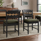 Modway Jax Oak Wood Dining Chair With Wavy Razor Back and Cushion Set of 2
