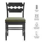 Modway Jax Oak Wood Dining Chair With Wavy Razor Back and Cushion Set of 2